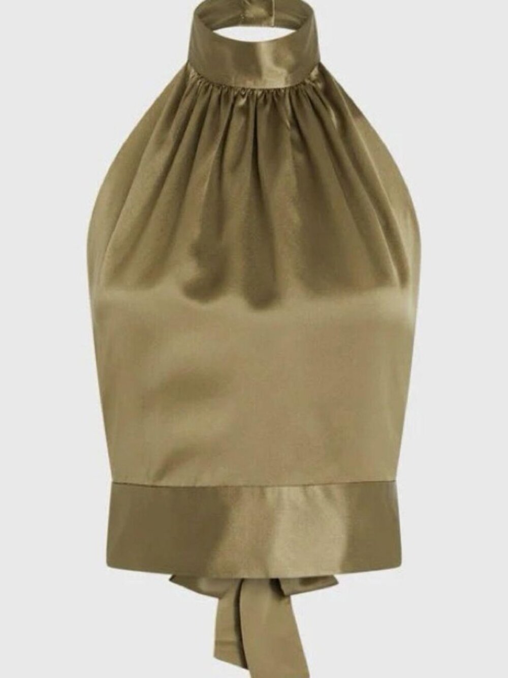 Club Monaco Mulberry Silk Tie-Back Halter Top in Olive